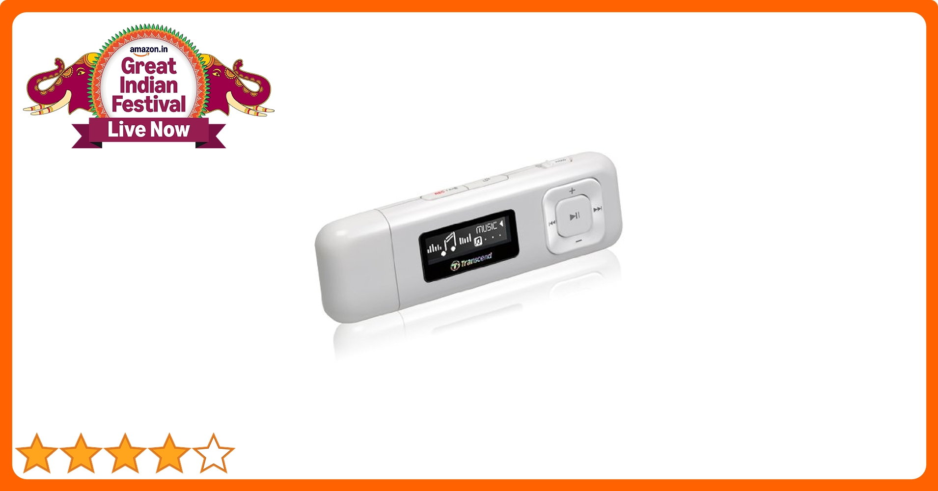 Transcend MP330 8GB USB MP3 Player with FM Radio and Direct